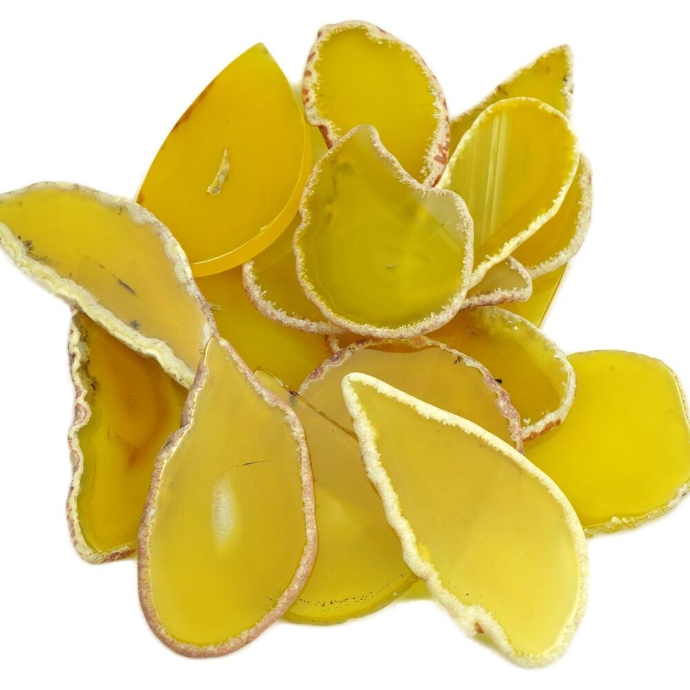 8028 15pcs Yellow Polished Agate Slices, Geode Slices Bulk for Light